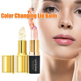 Color Changing Lip Balm Shimmer & Gold Foil Nourishing Lipstick Moisturizing pH Reactive Tinted Lip Gloss for Soft Pink Lips
