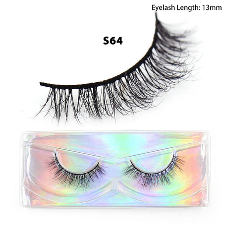 LEHUAMAO 12mm-15mm Short Natural 3D Mink Lashes Fluffy Wispy False Eyelashes 100% Cruelty Free Eyelash Extensio Face Makeup