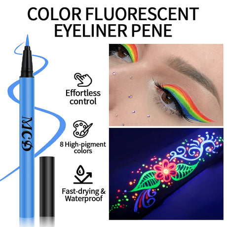 8Colors Liquid Eyeliner Neon Colored Pen Waterproof Uv