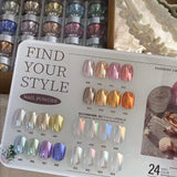 High-End Nail Art Set, 24 Colors Moonlight Mirror Powder Kit, Ultra-Fine Glitter, Japanese Style, Perfect for All Occasions