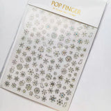 Sliver Bronzing 3D Christmas Nail Art Decoration Sticker Sparkly White Colorful Glitter Geometry Snowflake Winter Slider Foil