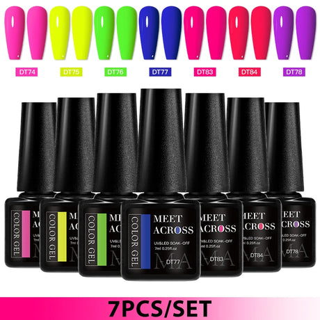 7pcs Gel Nail Polish Set HEMA Free Pink Red Glitter Semi Permanent Soak Off UV Gel Varnish Nail Art Decoration Nail Supplies DIY