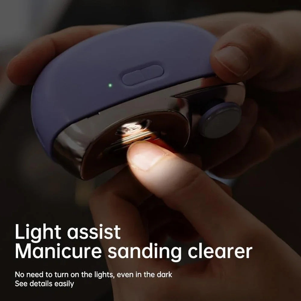 Electric Nail Clipper Cutter with LED Light 2 IN 1 Automatic Nail Grinder Trimmer for Baby Adult Mini Manicure Tools Nail Care