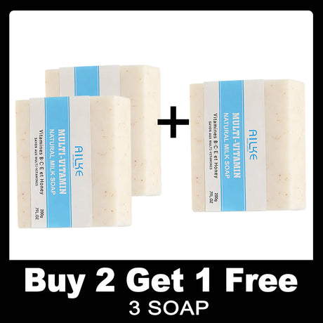 AILKE Multivitamins Natural Milk Soap, Brightening, Nourishing And Firming Skin, Gentle Cleansing, For Face, Body, 200g/7 oz