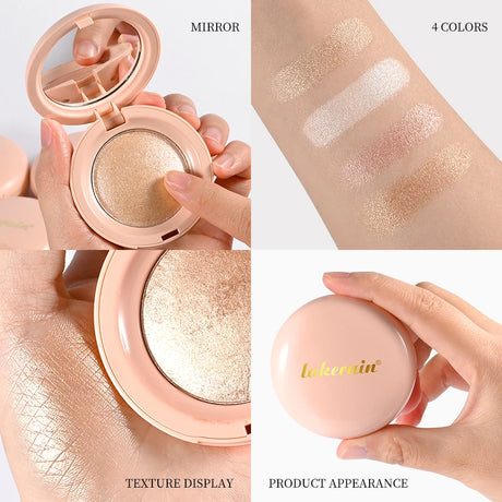Highlighter Powder LongLasting Waterproof Face Instant Silky Skin Glow Baked Shimmer Illuminator Makeup Contouring Glitter