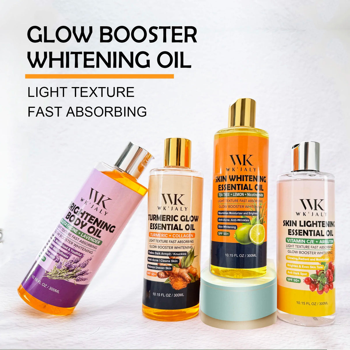 WK JALY Niacinamide Lightening Body Oil For All Skin, With Tea Tree, Lemon, Remove Acne, Fine Lines, Age Spot, Not Greasy, 300ml