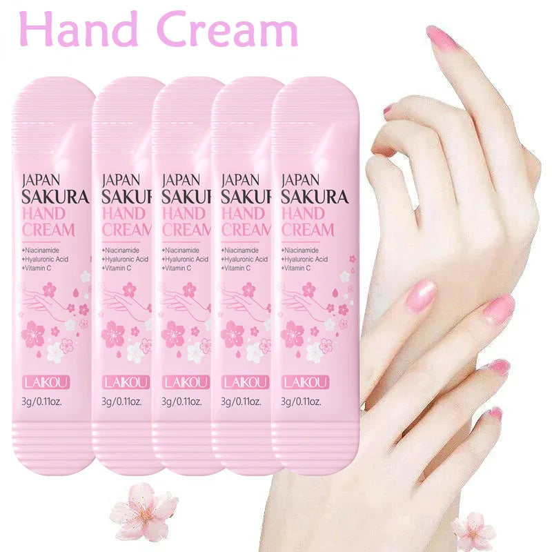 LAIKOU Sakura Hand Cream Moisturizing Nourishing Brightening Hydrating Hand Lotion Creams Intensive Repair Hand Balm Travel Suit