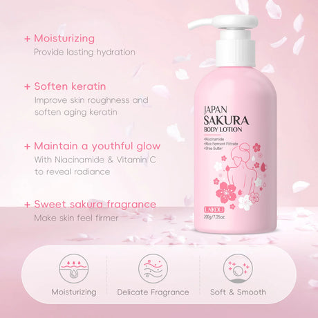 Laikou Cherry Blossom Body Lotion Moisturizing & Repairing  Winter Chapped Skin Care Moisturizing Without Greasiness 200g/120g
