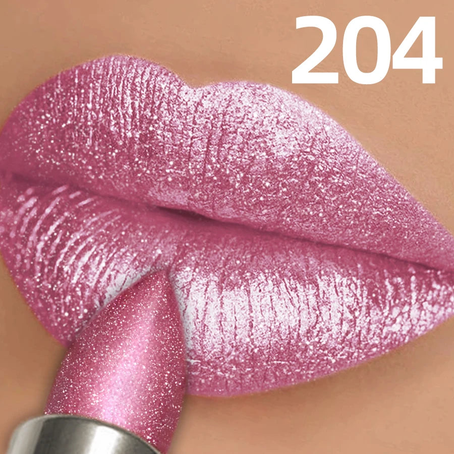 Metallic Glitter Lipstick 3 Color Waterproof Lip Balm Red Long Last Lip Tint Matte Lip Makeup Gifts  Shiny Lip Gloss Cosmetic