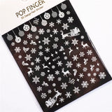 Sliver Bronzing 3D Christmas Nail Art Decoration Sticker Sparkly White Colorful Glitter Geometry Snowflake Winter Slider Foil