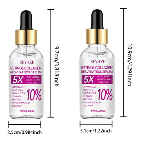 SEYHZE Retinol & Collagen Essence Fluid with Peptides + Ceramides Aloe & Snow Lotus - Brightens Skin Tightens Pores Evens Tone -