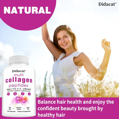 Multi Collagen Peptides Softgel - Type I, II, III, V, X for Women & Men, Supports Skin Hair Nail & Joint Health
