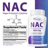 NAC Capsules 600mg - Support Skin Health, Antioxidant, Detox, Enhance Immunity - Non-GMO