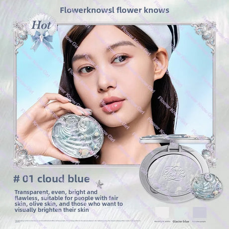 Flower Knows Shell Pearl Collection Baked Powder Mixed Color Honey Powder Clear Matte Makeup Setting Powder Natural Bronze Glow