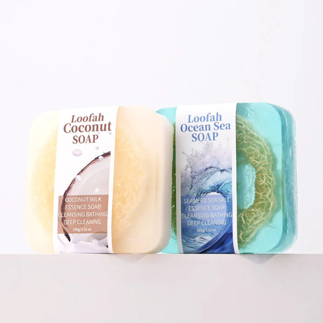 S+100g Coconut Milk Organic Glycerin Loofah Soap Deep Cleansing Whitening Moisturizing Skin Face Wash Bath Soap
