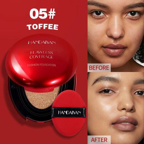 Long Wear Air Cushion Foundation Natural Finish Whitening Concealer Oil Free Makeup Base for Women Lightweight Cover