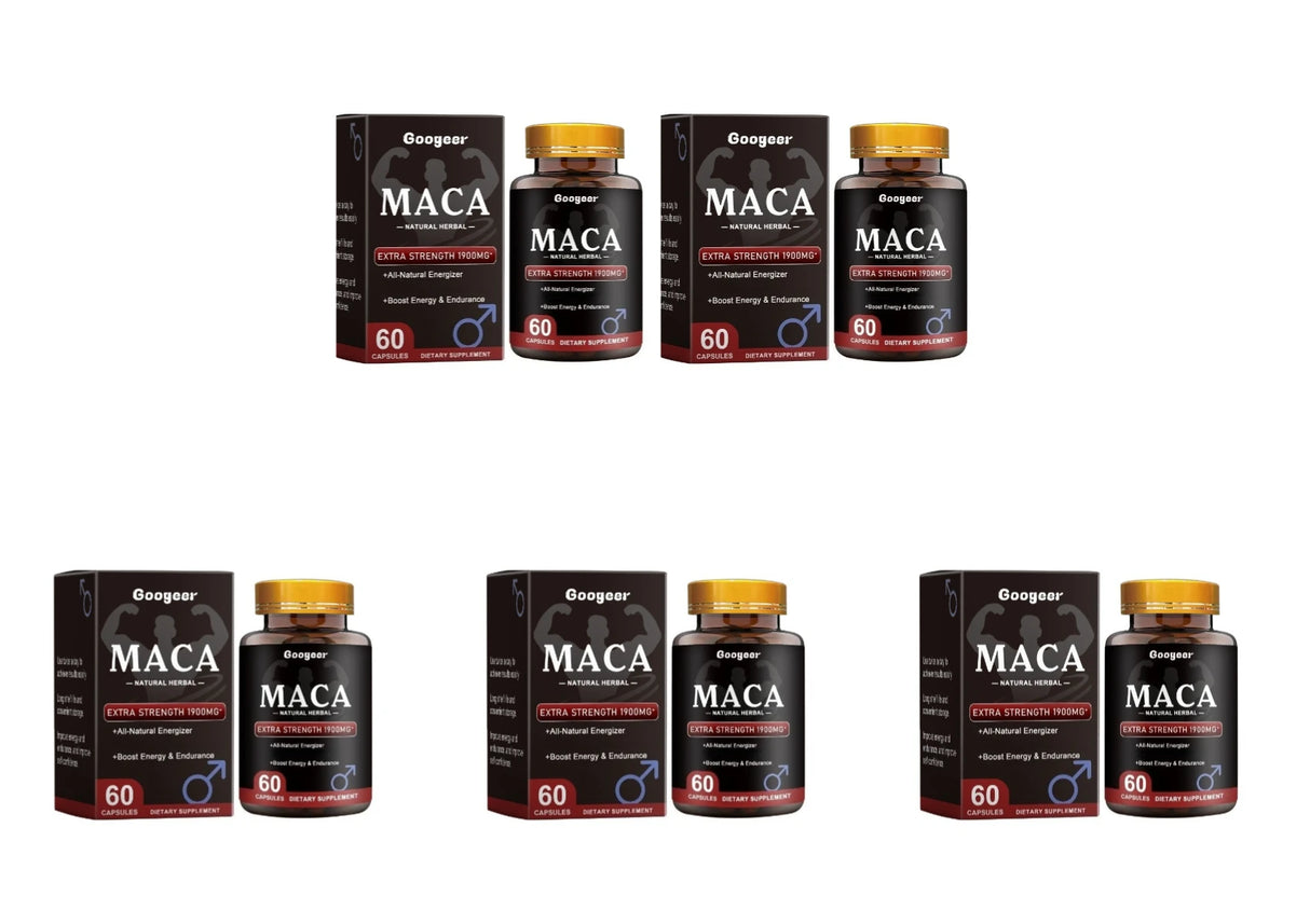 Googeer Maca Capsules with Maca Panax Ginseng and Ashwagandha Supports Energy and Endurance 60 Capsules