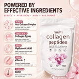 Multi Collagen Peptides Powder 454g Unflavored Collagen Blend with Vitamin C Biotin Hyaluronic Acid Skin Hair Nails Support