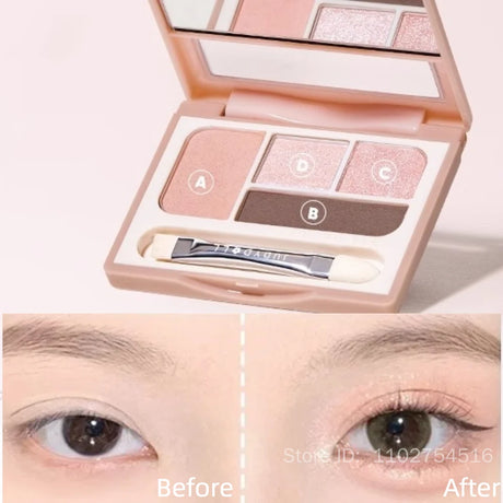Judydoll 4 Colors Eyeshadow Palette Blush Eyeliner Eye Shadow Highlight Contour Palette Silkworm Plate Face Brighten Makeup
