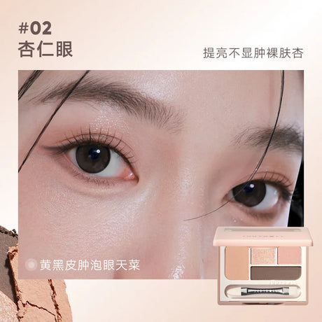 Judydoll 4 Colors Eyeshadow Palette Blush Eyeliner Eye Shadow Highlight Contour Palette Silkworm Plate Face Brighten Makeup