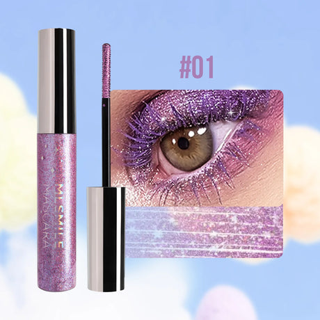 MLSMILE Shiny Pearlescent Colorful Mascara Waterproof Sweat Proof Quick Dry Lasting Matte Blue Mascara Glitter Gold Eyelashes