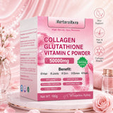 Collagen Peptides Glutathione Vitamin C Powder 30 Sachets, Marine Collagen Drink Mix Antioxidant Wellness Support