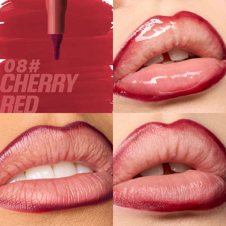 Plush Lip Brush Head Cherry Red Lip Liner Lip Contour Tint Lipstick Pencil Waterproof Velvet Brown Matte Lipliner Pencil Makeup