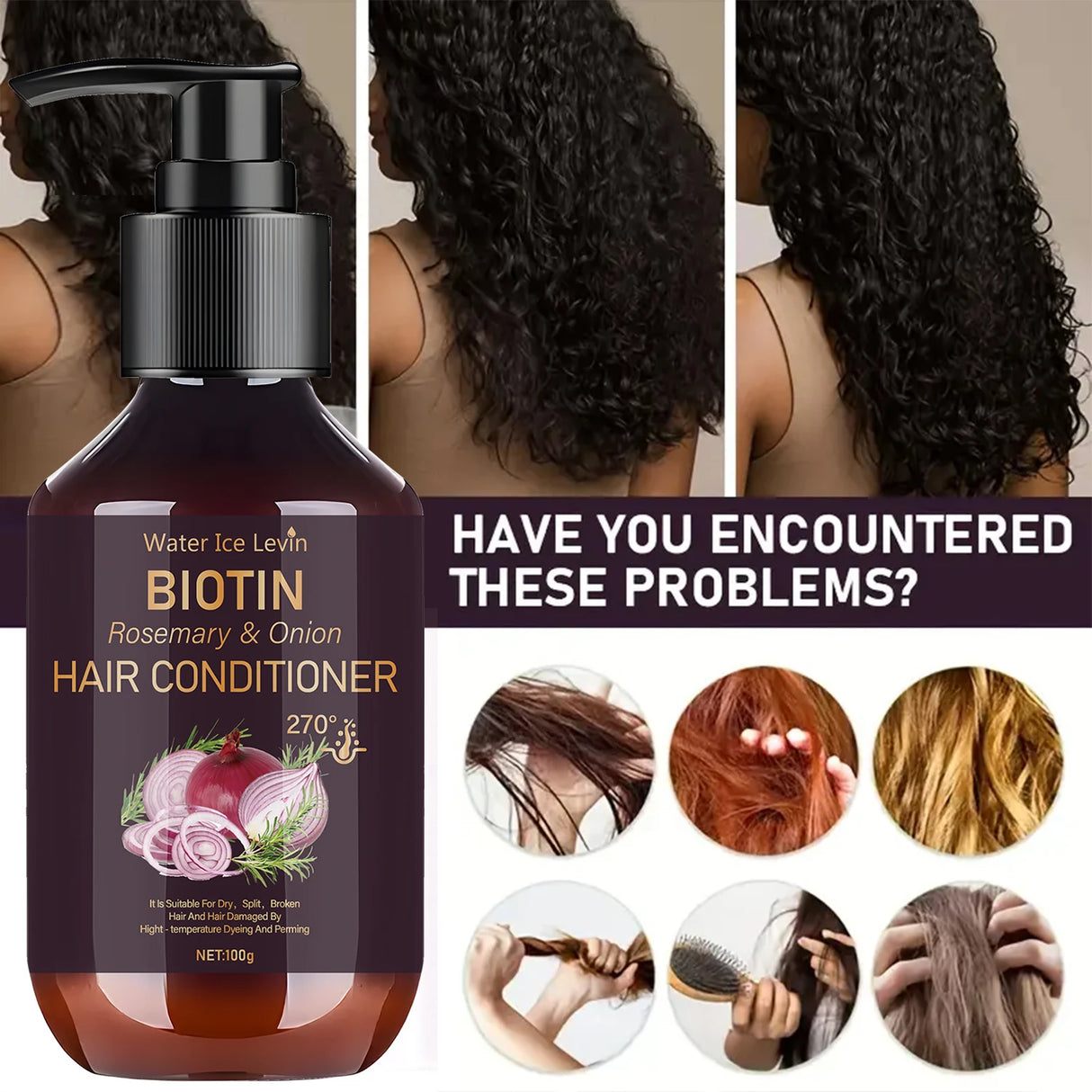 Biotin & Onion Hair Conditioner 100g, for Dry & Damaged Hair Repair, with Rosemary & Collagen, Deep Nourishing, Fast Shipping