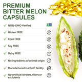 Pure Bitter Melon Capsules, with Ginseng & Chromium, Support Pancreatic Health, Glycemic Stability, Daily Energy & Vitality