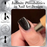 WS Black Glass Cat Magnetic Gel Nail Polish Punk Style Nail Art Manicure Varnis Semi Permanent Gel for Winter Nail Supplies