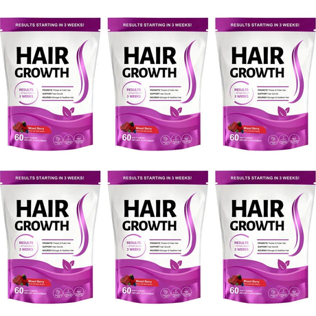 Hair Growth Gummies with Biotin and Vitamins C and E Support Hair Skin and Nails Health Mixed Berry Flavor 60 Gummies