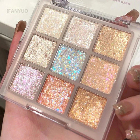 Full Pearlescent Eyeshadow Palette Sparkling Sequin Earth Blue Purple Shimmer Highlight Metallic Eye Shadow Glitter Eye Pigments