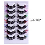 7pairs Colorful False Eyelashes 3D Faux Mink Fluffy Eyelashes Russian Natural Thick Fluffy Lashes
