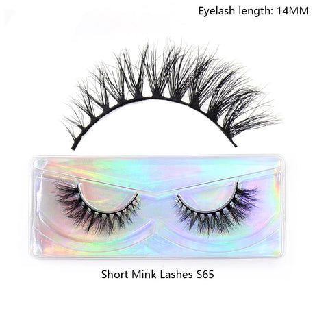 LEHUAMAO 12mm-15mm Short Natural 3D Mink Lashes Fluffy Wispy False Eyelashes 100% Cruelty Free Eyelash Extensio Face Makeup