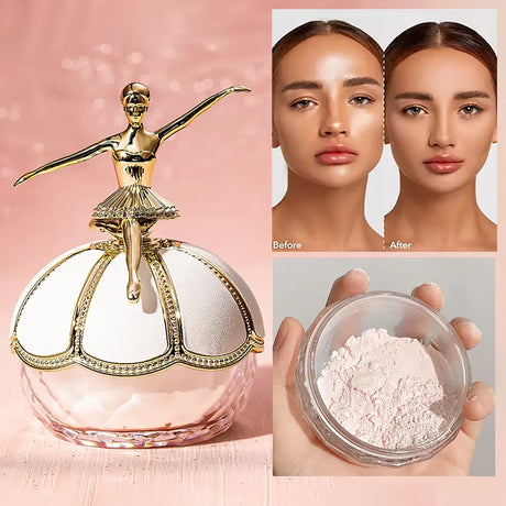 MackAndy Air-Feel Long-lasting Ballet Setting Powder, Oil-control, Waterproof, Invisible Pore Loose Powder Valentine's Day Gift