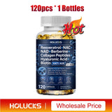 Resveratrol+NAC+NAD+Collagen Peptides+Hyaluronic Acid+Biotin Capsules, Boost Energy & Focus, Anti-Aging, Cellular Vitality