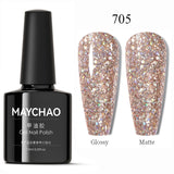 MAYCHAO Glitter Gel Nail Polish 7.3ml Semi-permanent Sequins Shiny Gel Base Top Coat Soak Off UV LED Varnish Nail Art Decoration