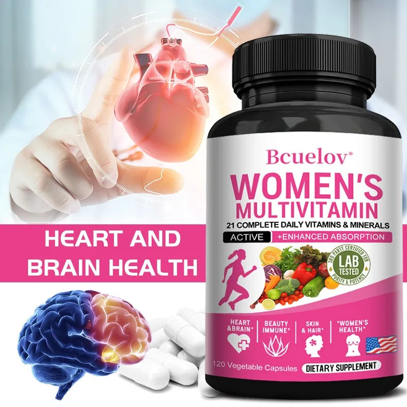 Women's Daily Multivitamin, with 21 Complete Daily Vitamins and Minerals for Women, Efficient Formula-Metabolism and Immune Support,120 Capsules