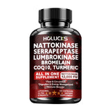 High Potency Enzyme Complex, with Lumbrokinase & CoQ10, Boost Vitality, Cellular Energy & Immune Health, Middle Aged Daily