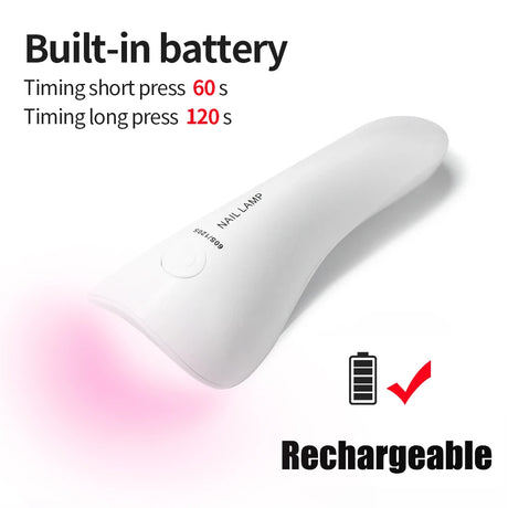 Handheld UV LED Nail Lamp USB Rechargeable Mini Manicure Lamp Nail Dryer With 5 Lamp Beads Quick Drying Gel Nail Polish