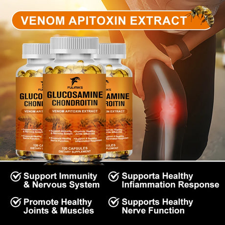 Glucosamine Chondroitin Capsules Vitamin C Nutrition Dietary Supplement Bone Knee Back Health Joints Mobility