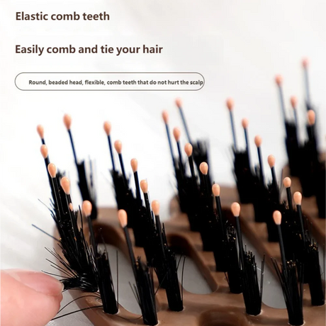 Natural Boar Bristle Hair Comb Hollow Scalp Massage Detangler Brush Anti-frizz Styling Hairbrush for Curly Hair