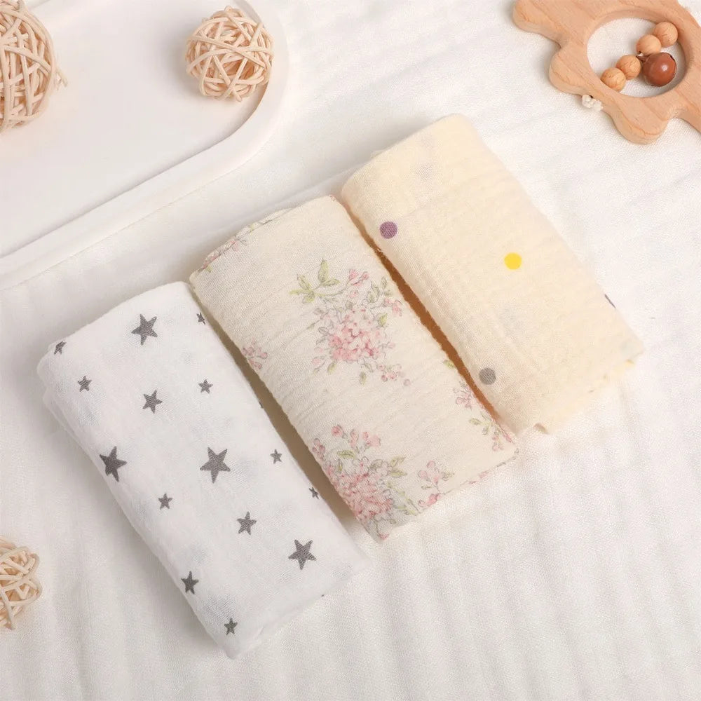 3/5Pcs 6-Layer Pure Cotton Baby Cotton Washcloth Soft Gauze Cotton Newborn Burp Cloth Absorbent Baby Towels Square Towels