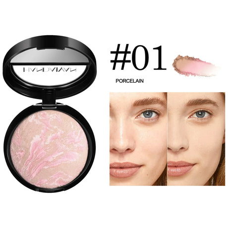 Luminous Finish Setting Powder Lasting Oil-control Shimmer Marble Baked Powder Brightening Face Powder Compact Foundation Makeup