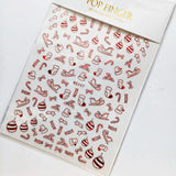Sliver Bronzing 3D Christmas Nail Art Decoration Sticker Sparkly White Colorful Glitter Geometry Snowflake Winter Slider Foil
