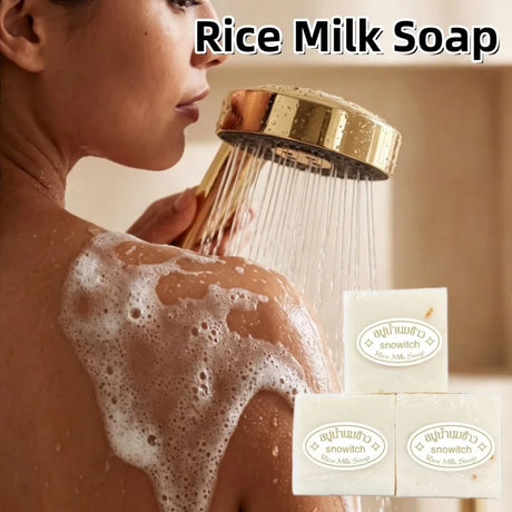 Thai Rice Milk Soap Handmade Soap Bar Gentle Facial Body Bath Shower Cleansing Moisturizing Nourishing Skin Face Body Wash Bar