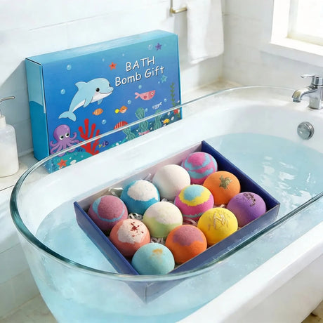 6-12PCS Bath Bombs Surprise Toy Inside Bath Bombs Natural Mega Bubbles Ocean Theme Skin Friendly Set Birthday Gift