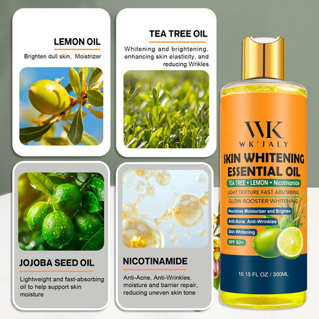 WK JALY Glow Booster Whitening Brightening Body Oil, Remove Acne, Dark Spots, Nourish, Moisturizer, Smooth Skin, Even Skin Tone