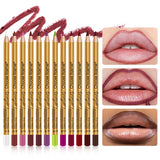 12Pcs Matte Lip Liner Pencil Set With Liquid Lip Gloss Waterproof Long Lasting Non-transfer Nude Brown Lip Makeup Kit Plump Lip Contour Cosmetic For Women