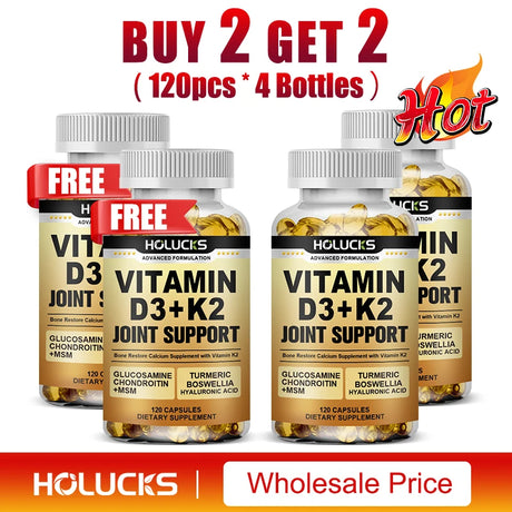 Advanced Vitamin D3 K2 Joint Support Supplement, for Heart & Bone Health, Cardiovascular & Immune Support, Calcium Absorption